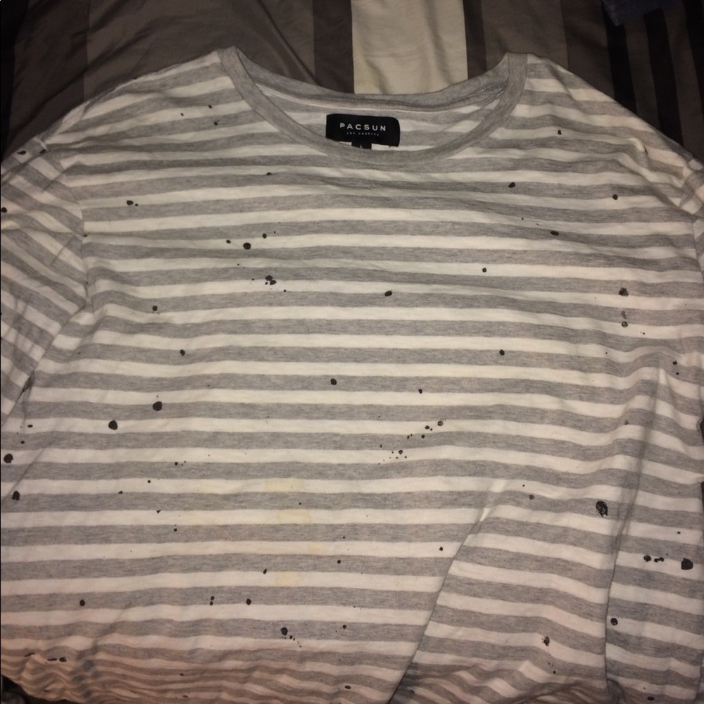 PAC sun Long sleeve paint splatter striped shirt